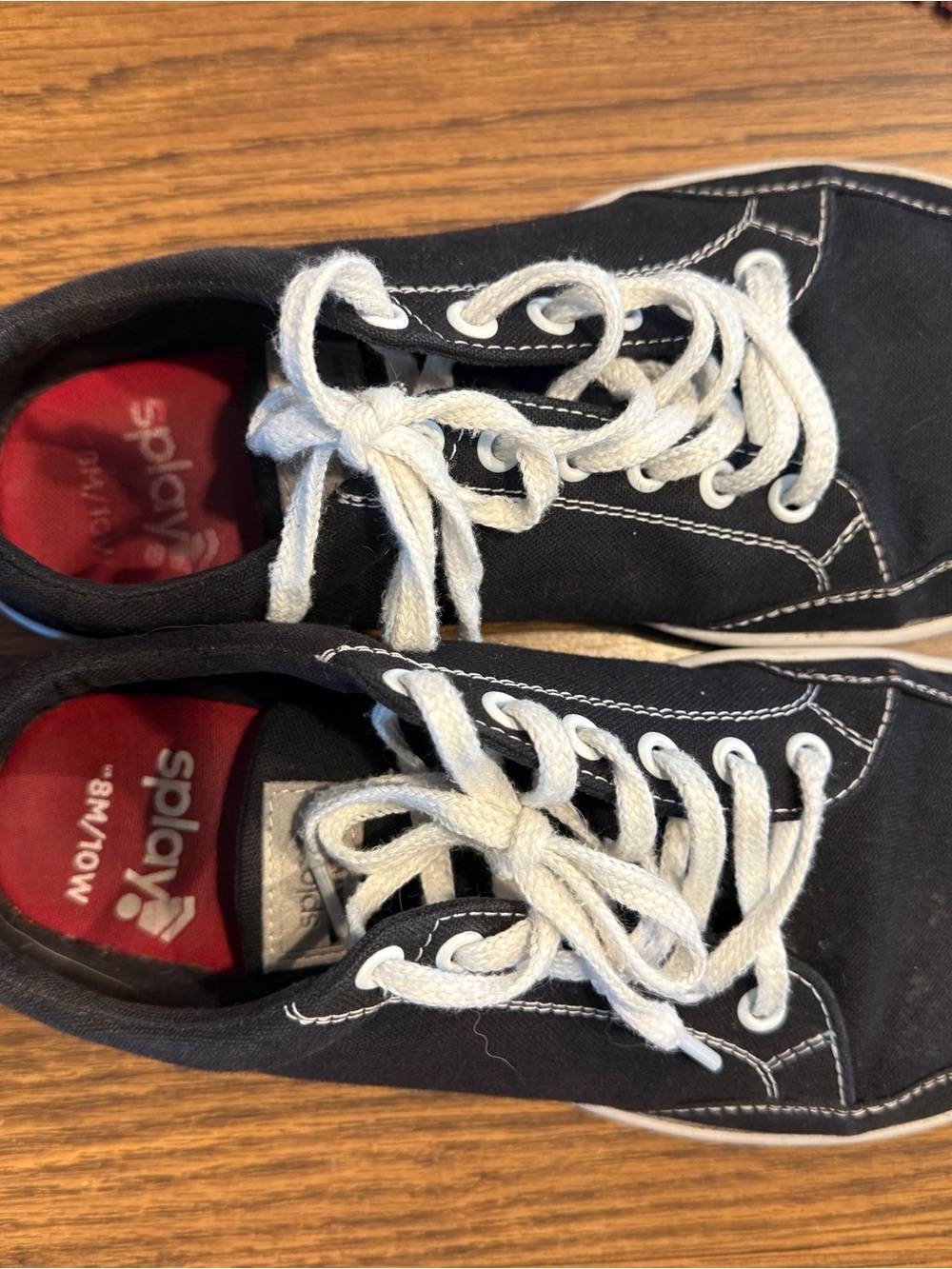 Splay Keds-style Black Canvas Sneakers with White Laces